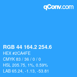 カラーコード: RGB 44 164.2 254.6 | qconv.com