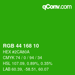 カラーコード: RGB 44 168 10 | qconv.com
