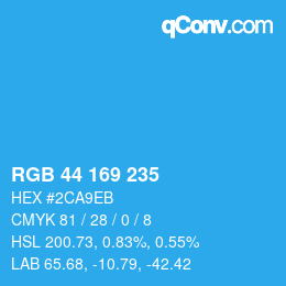 カラーコード: RGB 44 169 235 | qconv.com
