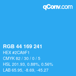 Color code: RGB 44 169 241 | qconv.com