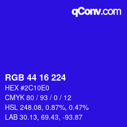 Color code: RGB 44 16 224 | qconv.com