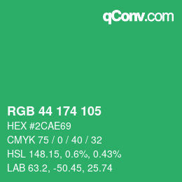 Color code: RGB 44 174 105 | qconv.com