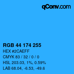 Color code: RGB 44 174 255 | qconv.com