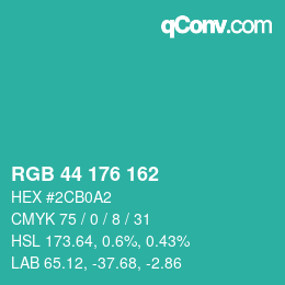 Color code: RGB 44 176 162 | qconv.com