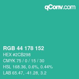 Color code: RGB 44 178 152 | qconv.com