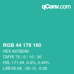 Color code: RGB 44 178 160 | qconv.com