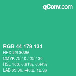 カラーコード: RGB 44 179 134 | qconv.com
