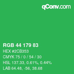 カラーコード: RGB 44 179 83 | qconv.com