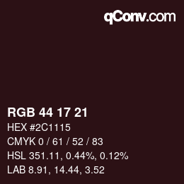 Farbcode: RGB 44 17 21 | qconv.com
