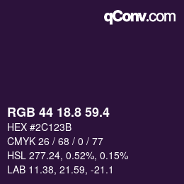 カラーコード: RGB 44 18.8 59.4 | qconv.com