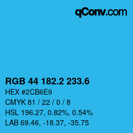 カラーコード: RGB 44 182.2 233.6 | qconv.com