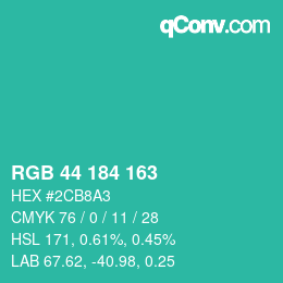 カラーコード: RGB 44 184 163 | qconv.com