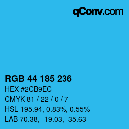 Color code: RGB 44 185 236 | qconv.com