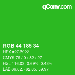 Farbcode: RGB 44 185 34 | qconv.com