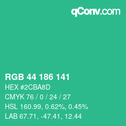 Color code: RGB 44 186 141 | qconv.com