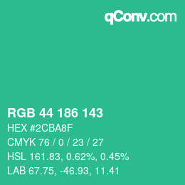 Color code: RGB 44 186 143 | qconv.com