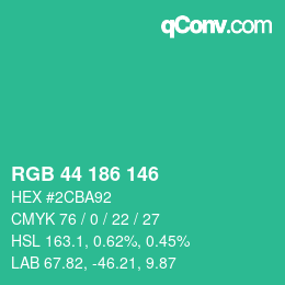 Farbcode: RGB 44 186 146 | qconv.com