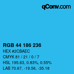 Color code: RGB 44 186 236 | qconv.com