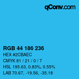 Color code: RGB 44 186 236 | qconv.com