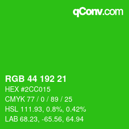Color code: RGB 44 192 21 | qconv.com