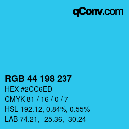 Color code: RGB 44 198 237 | qconv.com