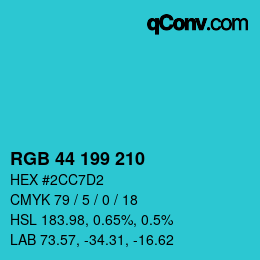 カラーコード: RGB 44 199 210 | qconv.com