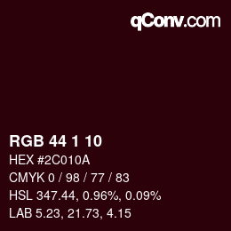 Color code: RGB 44 1 10 | qconv.com