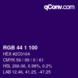 Color code: RGB 44 1 100 | qconv.com