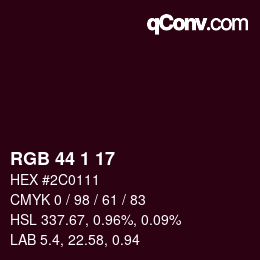 カラーコード: RGB 44 1 17 | qconv.com