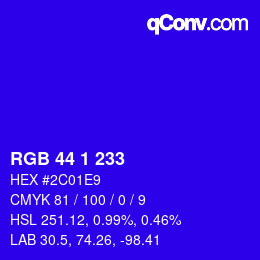 Color code: RGB 44 1 233 | qconv.com