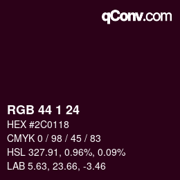 カラーコード: RGB 44 1 24 | qconv.com