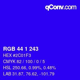 Color code: RGB 44 1 243 | qconv.com