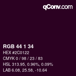 カラーコード: RGB 44 1 34 | qconv.com