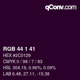 Color code: RGB 44 1 41 | qconv.com