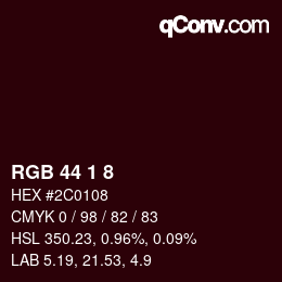 Código de color: RGB 44 1 8 | qconv.com