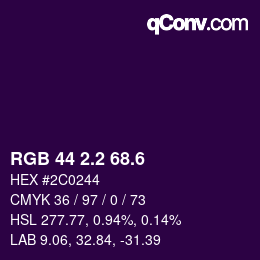 カラーコード: RGB 44 2.2 68.6 | qconv.com