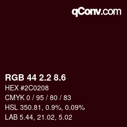 カラーコード: RGB 44 2.2 8.6 | qconv.com