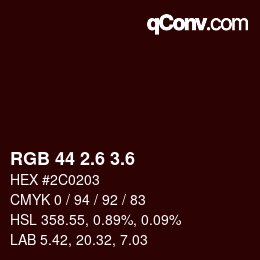 カラーコード: RGB 44 2.6 3.6 | qconv.com