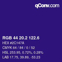 カラーコード: RGB 44 20.2 122.6 | qconv.com