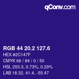 カラーコード: RGB 44 20.2 127.6 | qconv.com