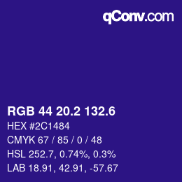 カラーコード: RGB 44 20.2 132.6 | qconv.com