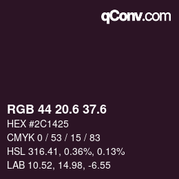 カラーコード: RGB 44 20.6 37.6 | qconv.com