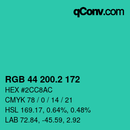 カラーコード: RGB 44 200.2 172 | qconv.com