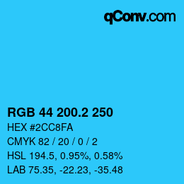 カラーコード: RGB 44 200.2 250 | qconv.com