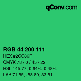 Farbcode: RGB 44 200 111 | qconv.com