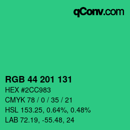 Color code: RGB 44 201 131 | qconv.com