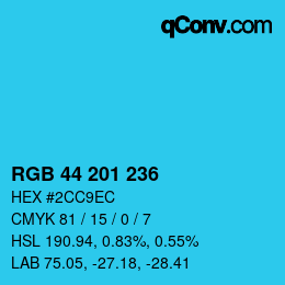 Color code: RGB 44 201 236 | qconv.com