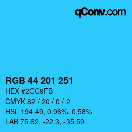 Color code: RGB 44 201 251 | qconv.com