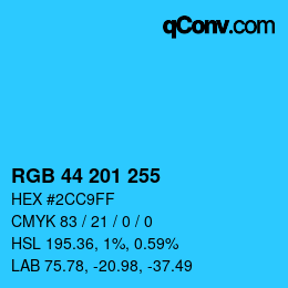 Color code: RGB 44 201 255 | qconv.com