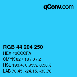 Farbcode: RGB 44 204 250 | qconv.com